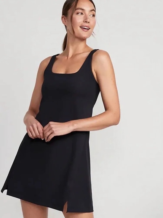 Old Navy Dresses & Skirts - Old Navy PowerSoft Square-Neck Athletic Dress Black Built-In-Bra Size L